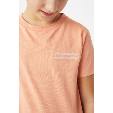 Camiseta Calina com bordado Horze infantil Rosa camarão Camiseta Calina com bordado Horze infantil Rosa camarão