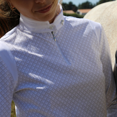 Polo de competição Sevilha Pénélope de mangas compridas Branco Polo de competição Sevilha Pénélope de mangas compridas Branco