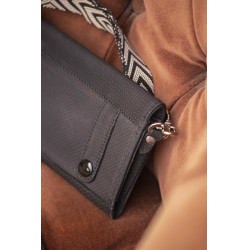 Phone Pocket Pénélope couro perfurado preto
