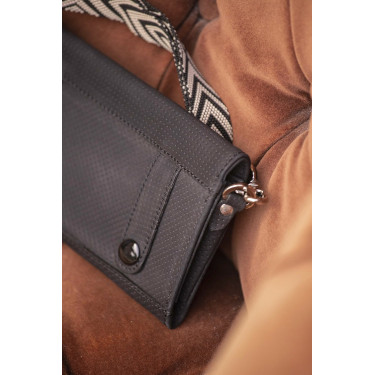 Phone Pocket Pénélope couro perfurado preto