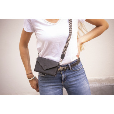 Phone Pocket Pénélope couro perfurado preto Phone Pocket Pénélope couro perfurado preto