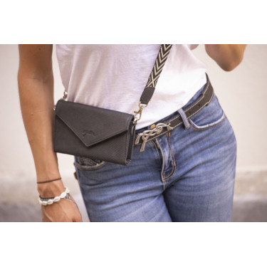 Phone Pocket Pénélope couro perfurado preto Phone Pocket Pénélope couro perfurado preto