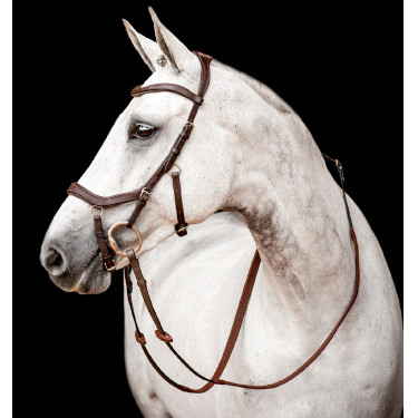 Bridão Horseware Micklem 2 Competition com rédeas de borracha Havana escuro Castanho