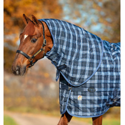 Cobre-pescoço Horseware 150g para manta de box Rhino Original Marinho xadrez / índigo