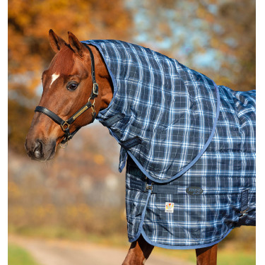 Cobre-pescoço Horseware 150g para manta de box Rhino Original Marinho xadrez / índigo