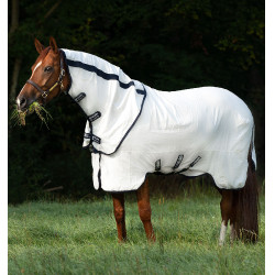 Capa anti-moscas Rambo Natura Summer 0g com cobre-pescoço Horseware Branco / marinho