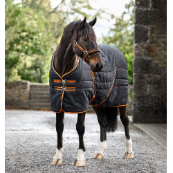 Cobertura de estábulo Horseware Rambo® 200g 1000D Preto / laranja / bege