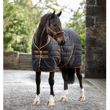 Cobertura de estábulo Horseware Rambo® 200g 1000D Preto / laranja / bege