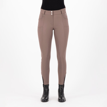 Calça de equitação HV Polo Ellen Cintura Alta FullGrip Noz Bege