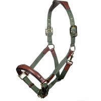 Cabresto Luna couro e nylon HKM Verde / marrom