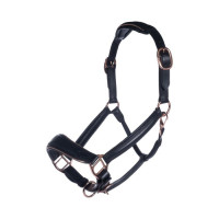 Lederen halster Rosegold HKM Preto