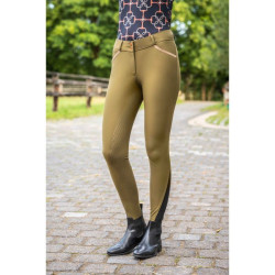 Calça Edinburgh com fundo em silicone integral HKM Verde-oliva