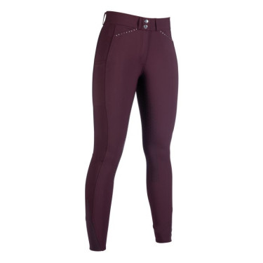 Calça Helene com fundo integral em silicone HKM Vermelho escuro