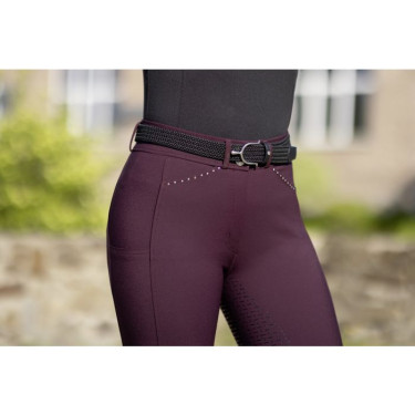 Calça Helene com fundo integral em silicone HKM Vermelho escuro