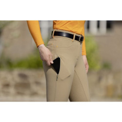 Calça Lyon com fundo integral em silicone HKM Areia Amarelo