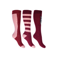Meias infantis Grenada HKM conjunto com 3 peças Rosa / vinho tinto