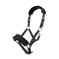 Cabresto de nylon Glitter acolchoado com polar HKM Preto