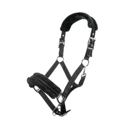 Cabresto de nylon Glitter acolchoado com polar HKM Preto