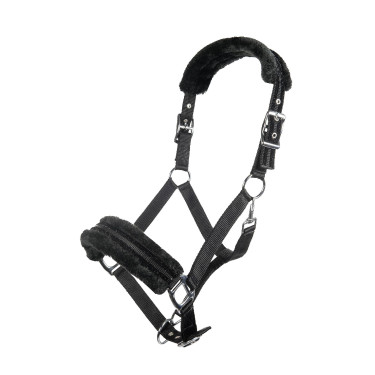 Cabresto de nylon Glitter acolchoado com polar HKM Preto
