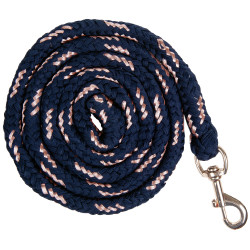 Longe Rosegold com mosquetão HKM Marinho / dourado rosa Azul