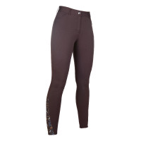 Calça Allure com fundo integral em silicone HKM Castanho escuro Calça Allure com fundo integral em silicone HKM Castanho escuro