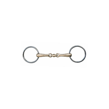 Freio de dupla fratura 18 mm de maillechort com argolas de inox HKM Freio de dupla fratura 18 mm de maillechort com argolas de inox HKM