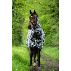 Capa e protetor de pescoço anti-moscas Zebra HKM Branco / preto Capa e protetor de pescoço anti-moscas Zebra HKM Branco / preto