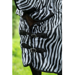 Capa e protetor de pescoço anti-moscas Zebra HKM Branco / preto Capa e protetor de pescoço anti-moscas Zebra HKM Branco / preto