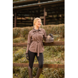 Camisa-jaqueta Alyssa feminina Horze Marrom cinza ferro Castanho