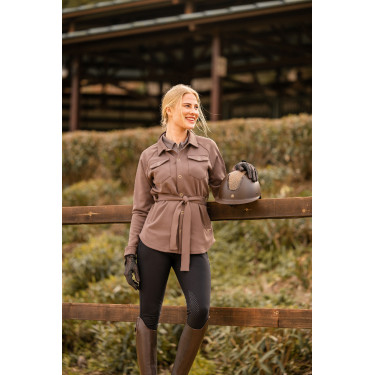 Camisa-jaqueta Alyssa feminina Horze Marrom cinza ferro Castanho