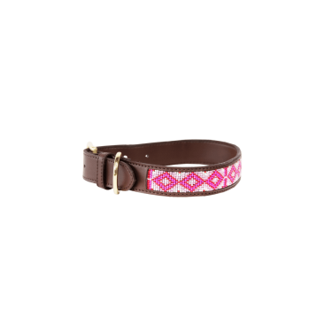 Colar para cão em pérolas feitas à mão Kentucky Rosa Colar para cão em pérolas feitas à mão Kentucky Rosa
