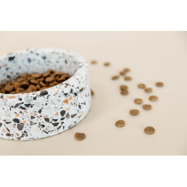 Tigela para cão em pedra Terrazzo Kentucky Branco