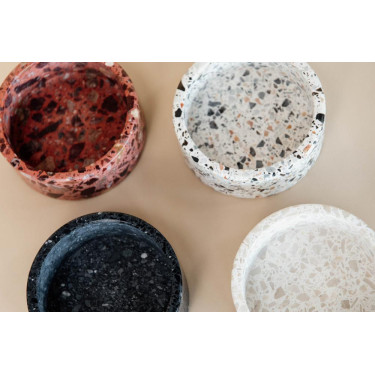 Tigela para cão em pedra Terrazzo Kentucky Branco