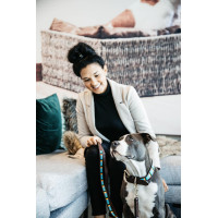 Trela para cão em contas feitas à mão Kentucky Azul claro