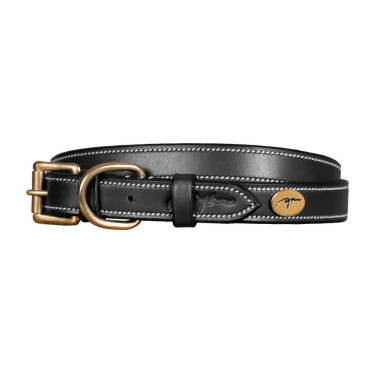 Coleira Para Cão Couro Plano Dy'on Preto