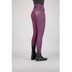 Calça de equitação Euro-star Indigo Glam FullGrip Baía negra Bordô Calça de equitação Euro-star Indigo Glam FullGrip Baía negra Bordô