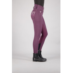 Calça de equitação Euro-star Indigo Glam FullGrip Baía negra Bordô Calça de equitação Euro-star Indigo Glam FullGrip Baía negra Bordô
