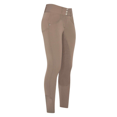 Calça de equitação HV Polo Nadine FullGrip Taupe Escuro Castanho