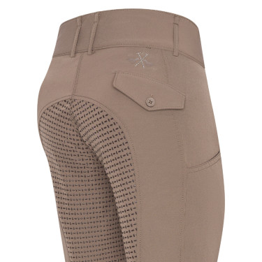 Calça de equitação HV Polo Nadine FullGrip Taupe Escuro Castanho