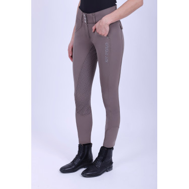 Calça de equitação HV Polo Nadine FullGrip Taupe Escuro Castanho