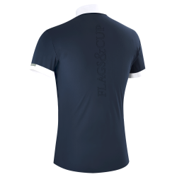 Wettkampf-Poloshirt Flags & Cup Herren Wako Kurzarm Marinho Azul-marinho