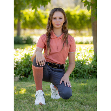 Polo LeMieux Jovem Cavaleiro Damásco Laranja Polo LeMieux Jovem Cavaleiro Damásco Laranja