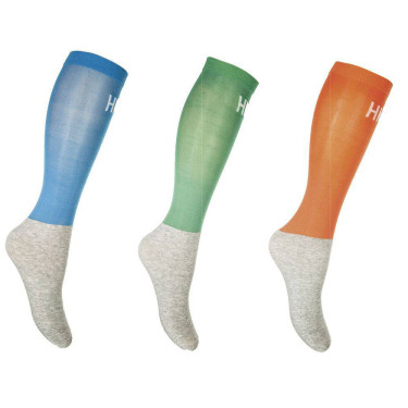 Meias HKM Microcotton Colour em pack de 3 Azul / verde / laranja