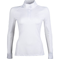 Polo de competição HKM Hunter de mangas compridas Branco / taupe