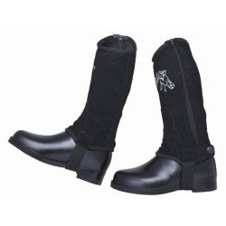 Mini Chaps HKM Infantil imitação de nobuck parte em tecido Mini Chaps HKM Infantil imitação de nobuck parte em tecido