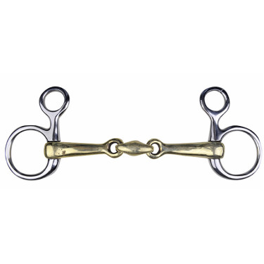 Mors baucher HKM em auribronze 16 mm argolas inox Mors baucher HKM em auribronze 16 mm argolas inox