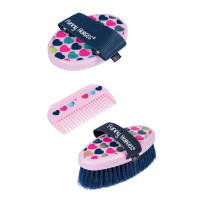 Conjunto de escovagem HKM Funny Horses Hearts Rosa