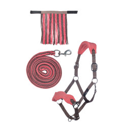 Conjunto de cabeçada HKM com mosquetão e franjas removíveis Conjunto de cabeçada HKM com mosquetão e franjas removíveis