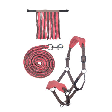 Conjunto de cabeçada HKM com mosquetão e franjas removíveis Conjunto de cabeçada HKM com mosquetão e franjas removíveis