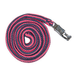 Conjunto de cabeçada HKM com mosquetão de segurança e franjas removíveis Cinzento / rosa escuro